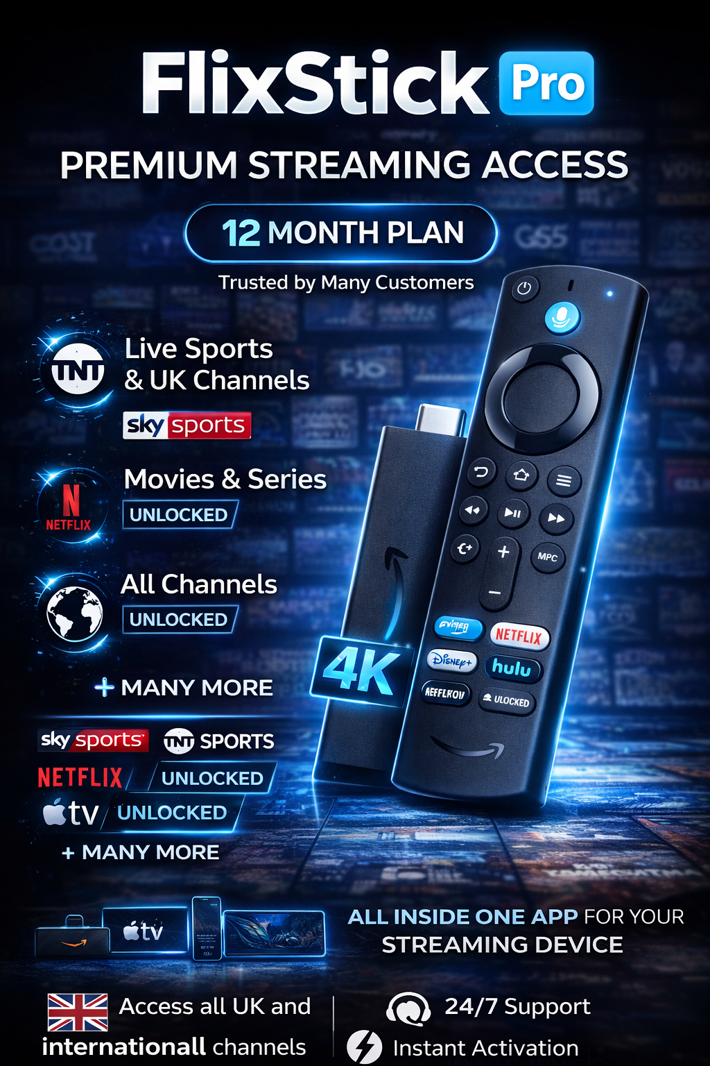Premium Streaming Access – 12 Month Plan by FlixStick Pro